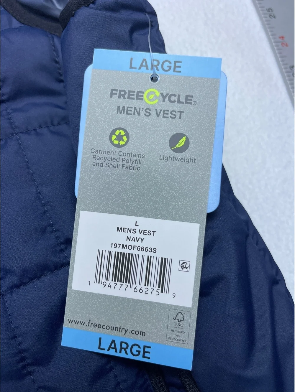 Free Country Men's Large Navy Blue Quilted Vest